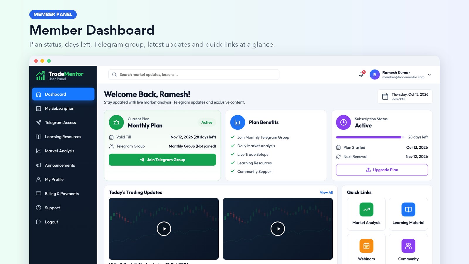 Member Dashboard