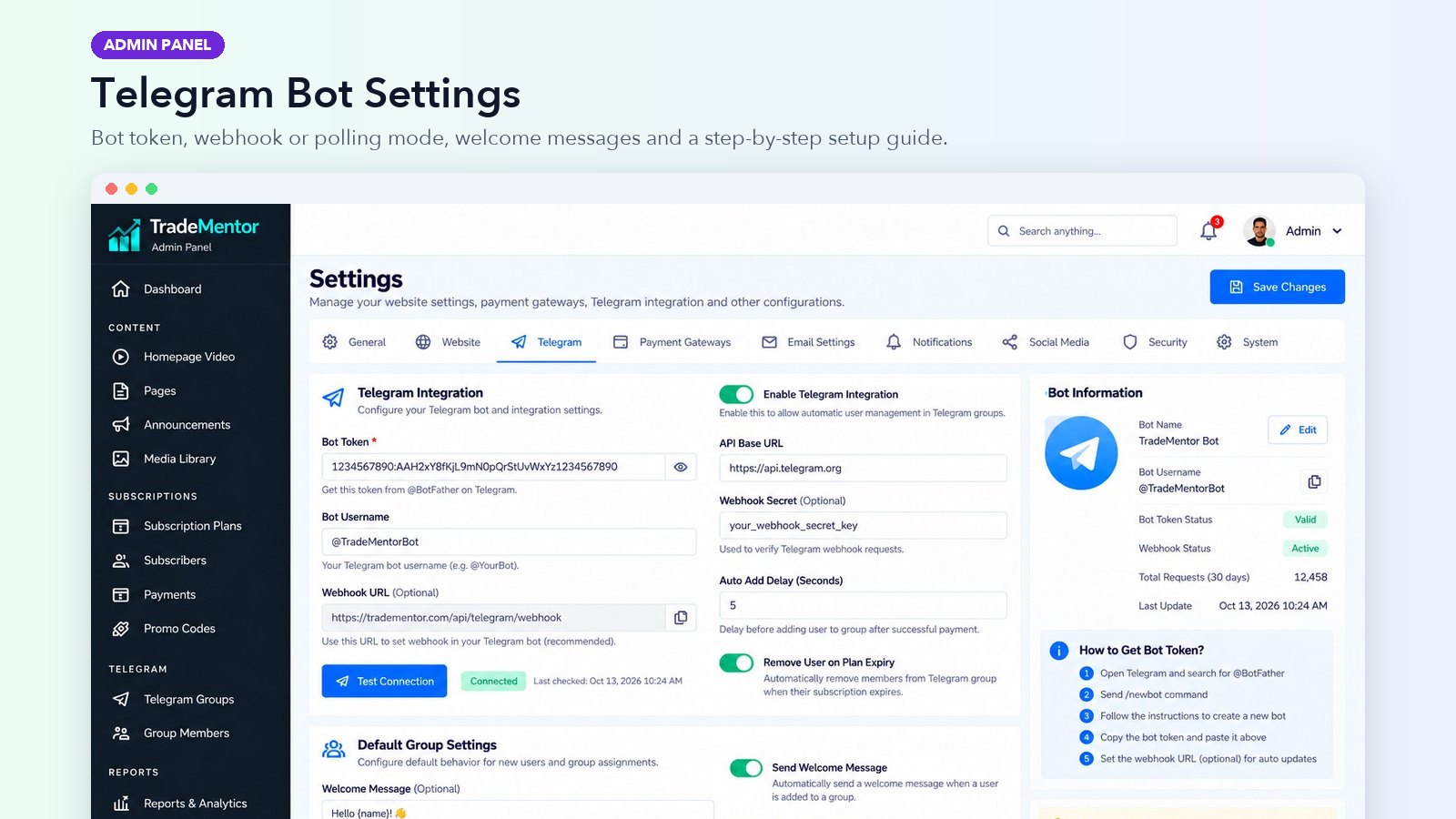 Telegram Bot Settings