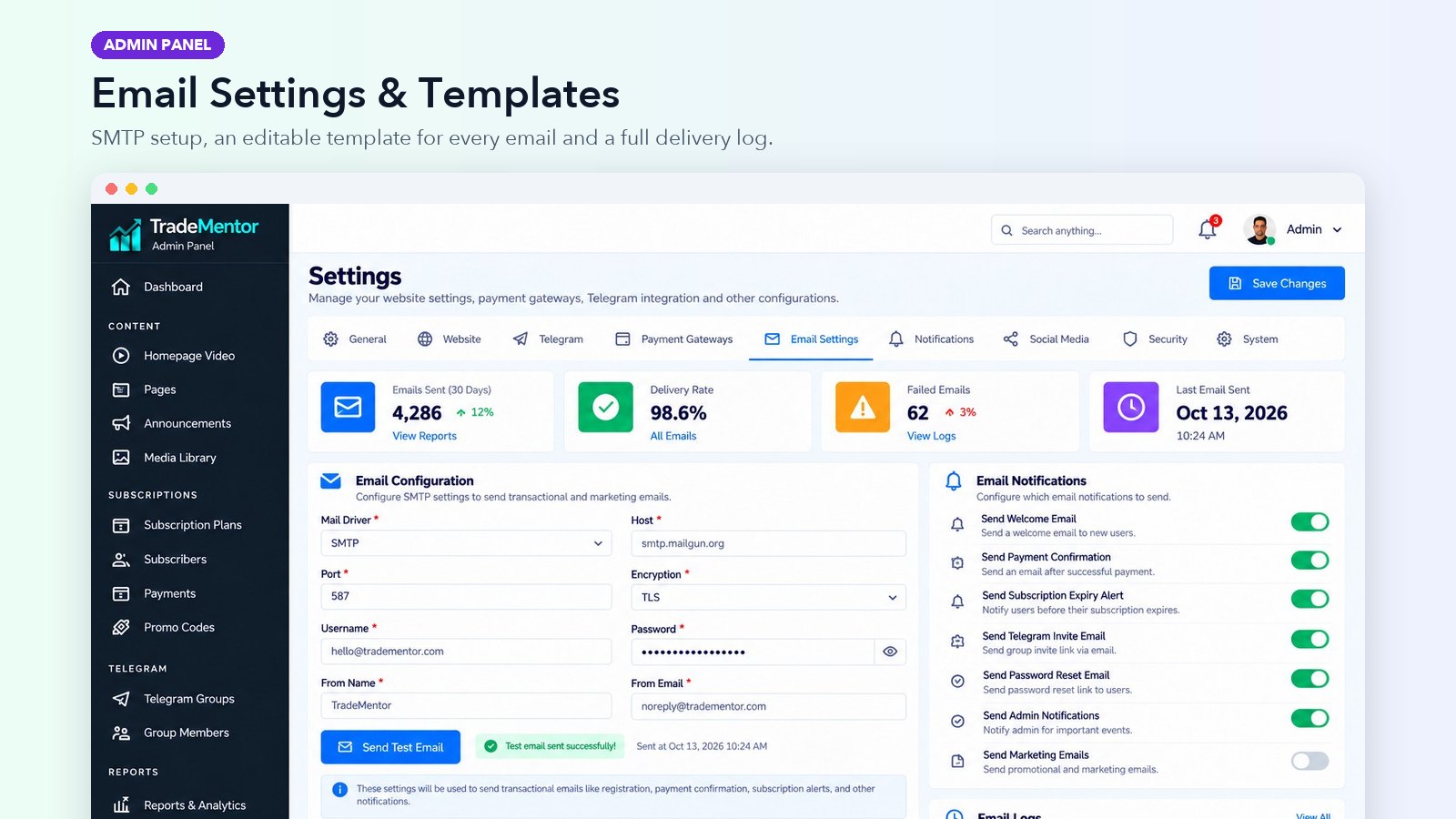 Email Settings & Templates